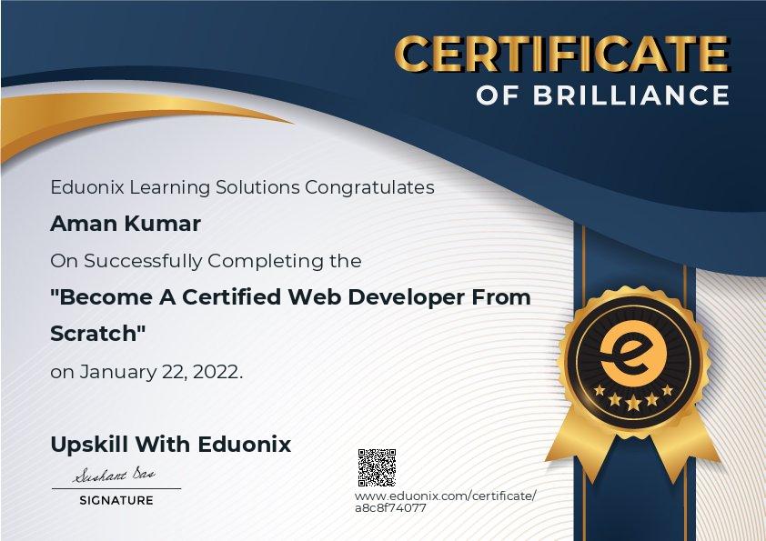 Frontend Development Certificate